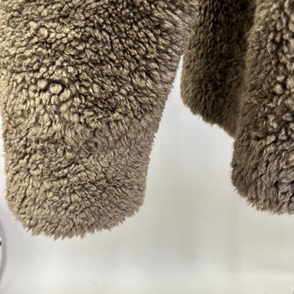 Caché Brown Teddy Sherpa Coat Jacket Size Medium Plush Faux Shearling Button - Picture 10 of 16